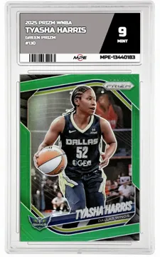 2025 PRIZM WNBA GREEN PRIZM #130 TYASHA HARRIS MPE 9 MINT — graded card up for auction
