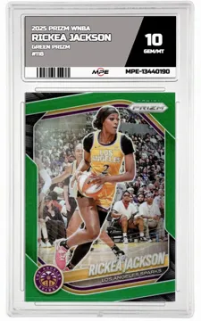 2025 PRIZM WNBA GREEN PRIZM #118 RICKEA JACKSON MPE 10 GEM/MT — graded card up for auction