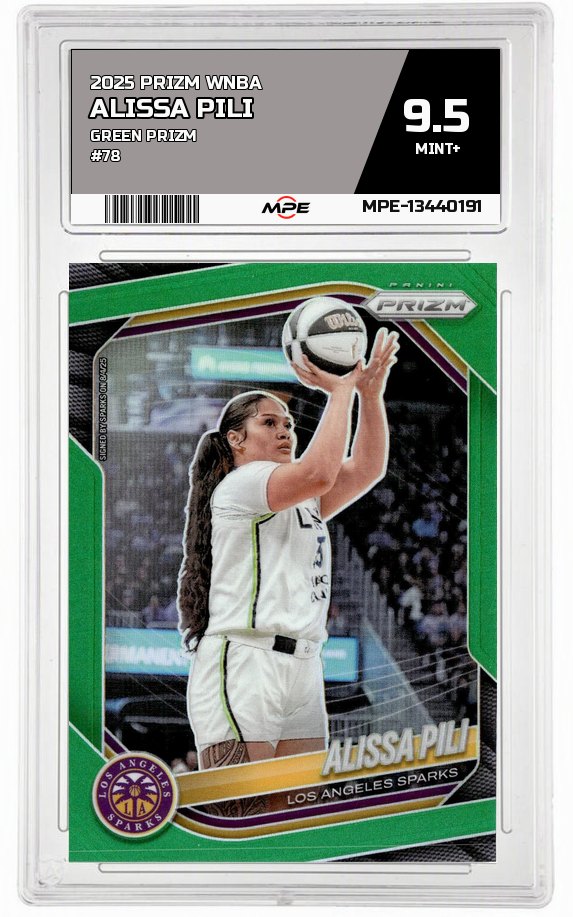 2025 PRIZM WNBA GREEN PRIZM #78 ALISSA PILI MPE 9.5 MINT+ — graded card auctioned from the MPE vault