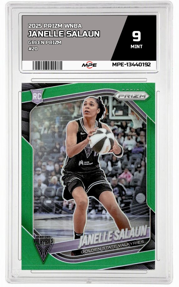 2025 PRIZM WNBA GREEN PRIZM #20 JANELLE SALAUN MPE 9 MINT — graded card auctioned from the MPE vault