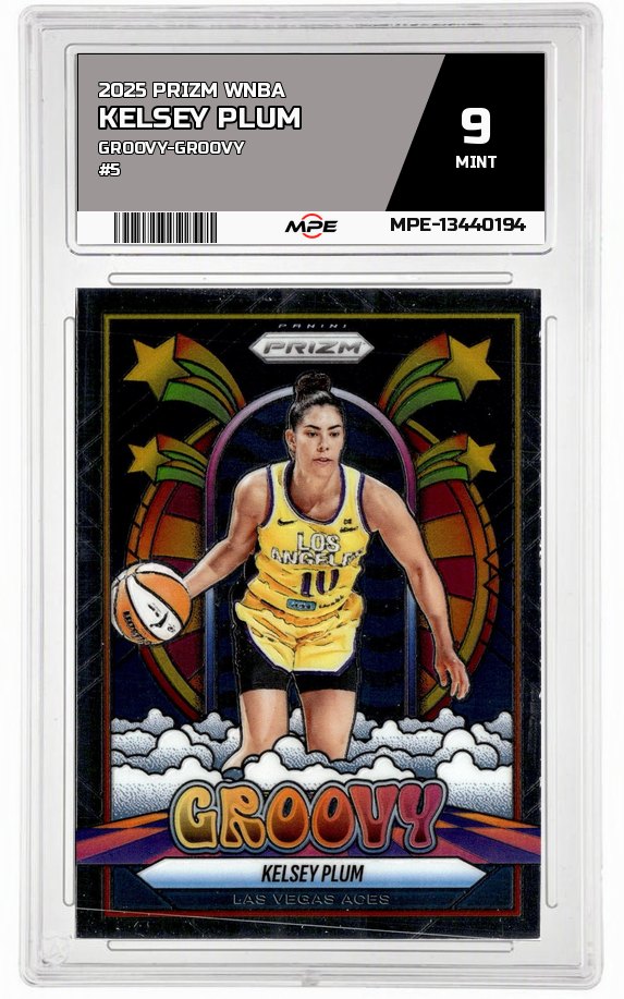 2025 PRIZM WNBA GROOVY-Groovy #5 KELSEY PLUM MPE 9 MINT — graded card auctioned from the MPE vault