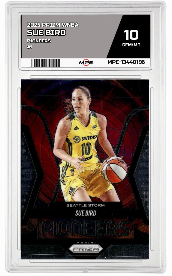 2025 PRIZM WNBA PIONEERS #1 SUE BIRD MPE 10 GEM/MT — graded card auctioned from the MPE vault