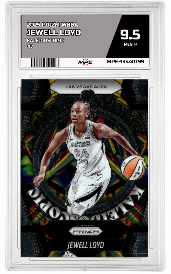 2025 PRIZM WNBA KALEIDOSCOPIC #7 JEWELL LOYD MPE 9.5 MINT+ — graded card auctioned from the MPE vault