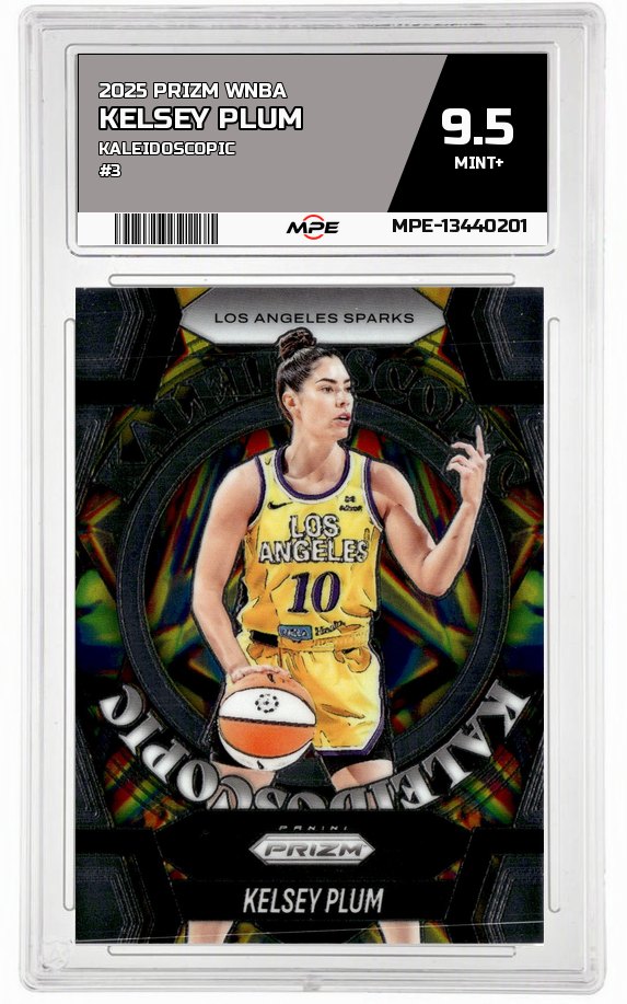 2025 PRIZM WNBA KALEIDOSCOPIC #3 KELSEY PLUM MPE 9.5 MINT+ — graded card auctioned from the MPE vault