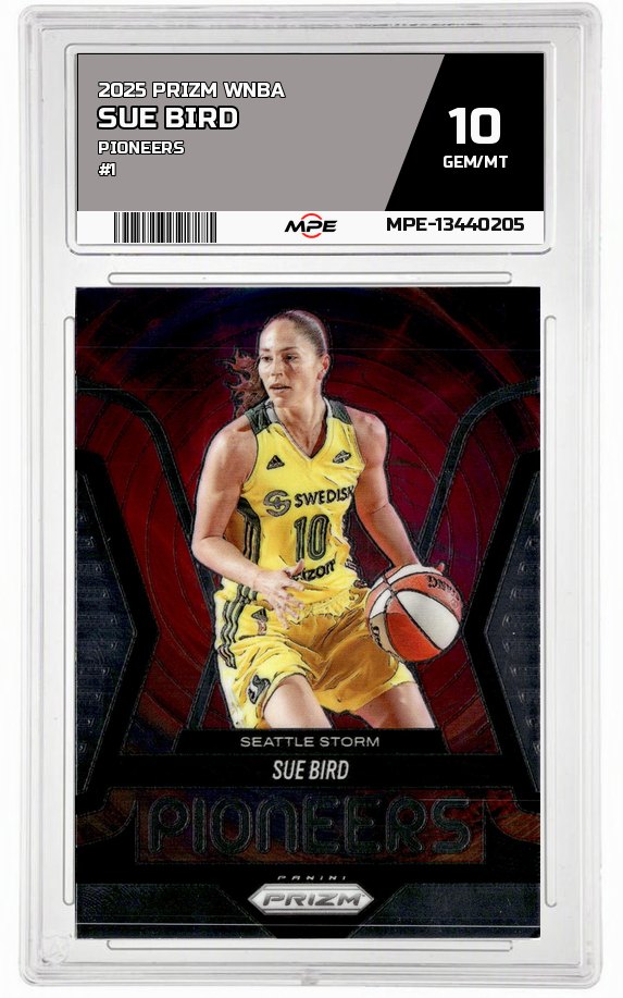 2025 PRIZM WNBA PIONEERS #1 SUE BIRD MPE 10 GEM/MT — graded card auctioned from the MPE vault