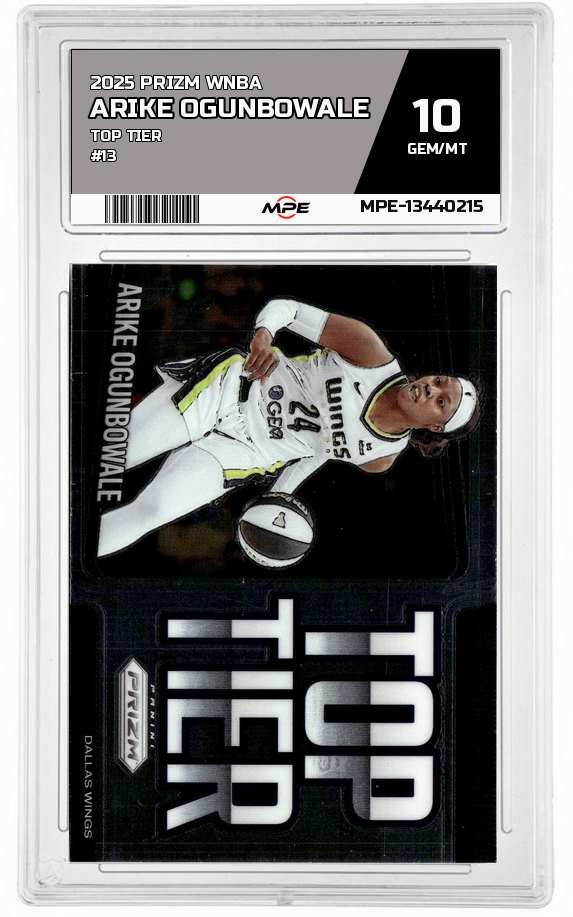 2025 PRIZM WNBA TOP TIER #13 ARIKE OGUNBOWALE MPE 10 GEM/MT — graded card auctioned from the MPE vault