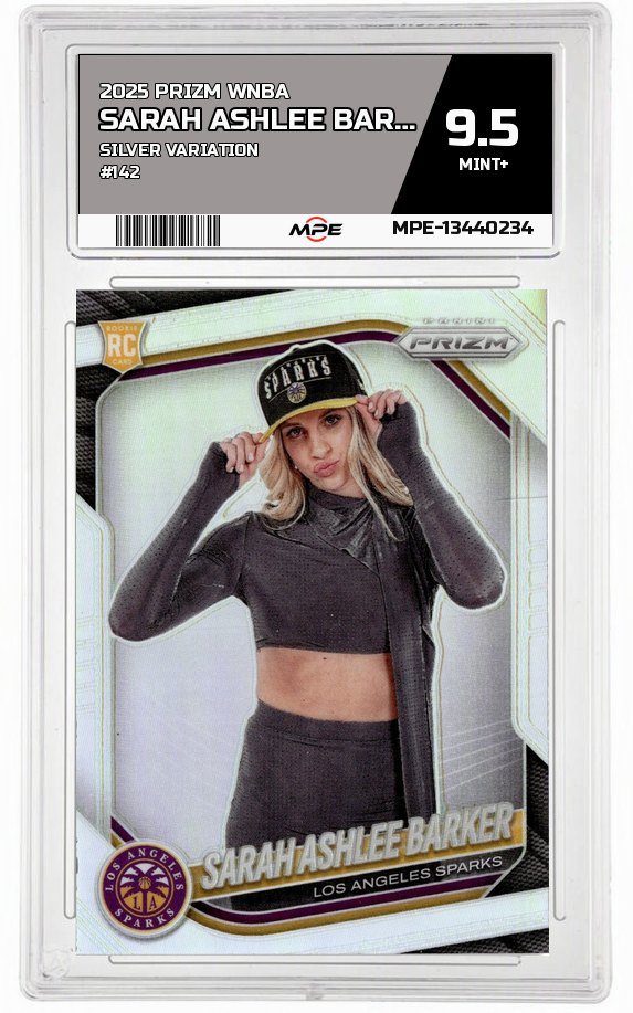 2025 PRIZM WNBA SILVER VARIATION #142 SARAH ASHLEE BARKER MPE 9.5 MINT+ — graded card auctioned from the MPE vault