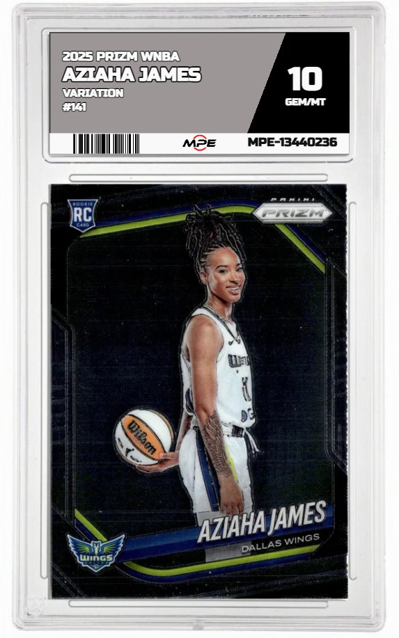 2025 PRIZM WNBA VARIATION #141 AZIAHA JAMES MPE 10 GEM/MT — graded card auctioned from the MPE vault