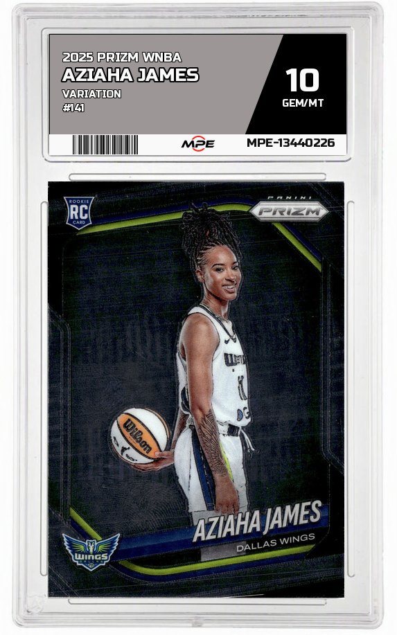 2025 PRIZM WNBA VARIATION #141 AZIAHA JAMES MPE 10 GEM/MT — graded card auctioned from the MPE vault