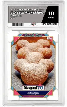 2025 TOPPS DISNEYLAND 70TH SNACK TIME #102 CLASSIC MICKEY-SHAPED BEIGNETS MPE 10 GEM/MT — graded card up for auction