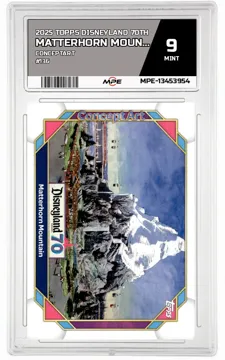 2025 TOPPS DISNEYLAND 70TH CONCEPTART #136 MATTERHORN MOUNTAIN MPE 9 MINT — graded card up for auction