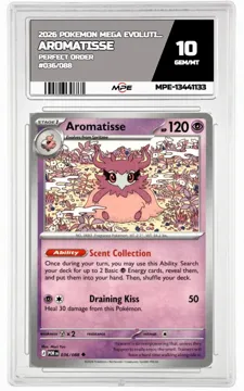 2026 POKEMON MEGA EVOLUTION PERFECT ORDER #036/088 AROMATISSE MPE 10 GEM/MT — graded card up for auction