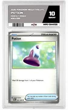 2026 POKEMON MEGA EVOLUTION PERFECT ORDER #083/088 POTION MPE 10 GEM/MT — graded card up for auction