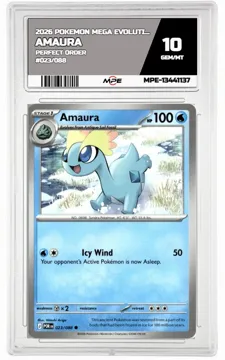 2026 POKEMON MEGA EVOLUTION PERFECT ORDER #023/088 Amaura MPE 10 GEM/MT — graded card up for auction