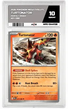 2026 POKEMON MEGA EVOLUTION PERFECT ORDER #017/088 TURTONATOR MPE 10 GEM/MT — graded card up for auction