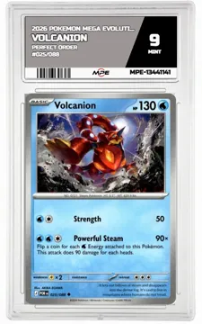 2026 POKEMON MEGA EVOLUTION PERFECT ORDER #025/088 VOLCANION MPE 9 MINT — graded card up for auction