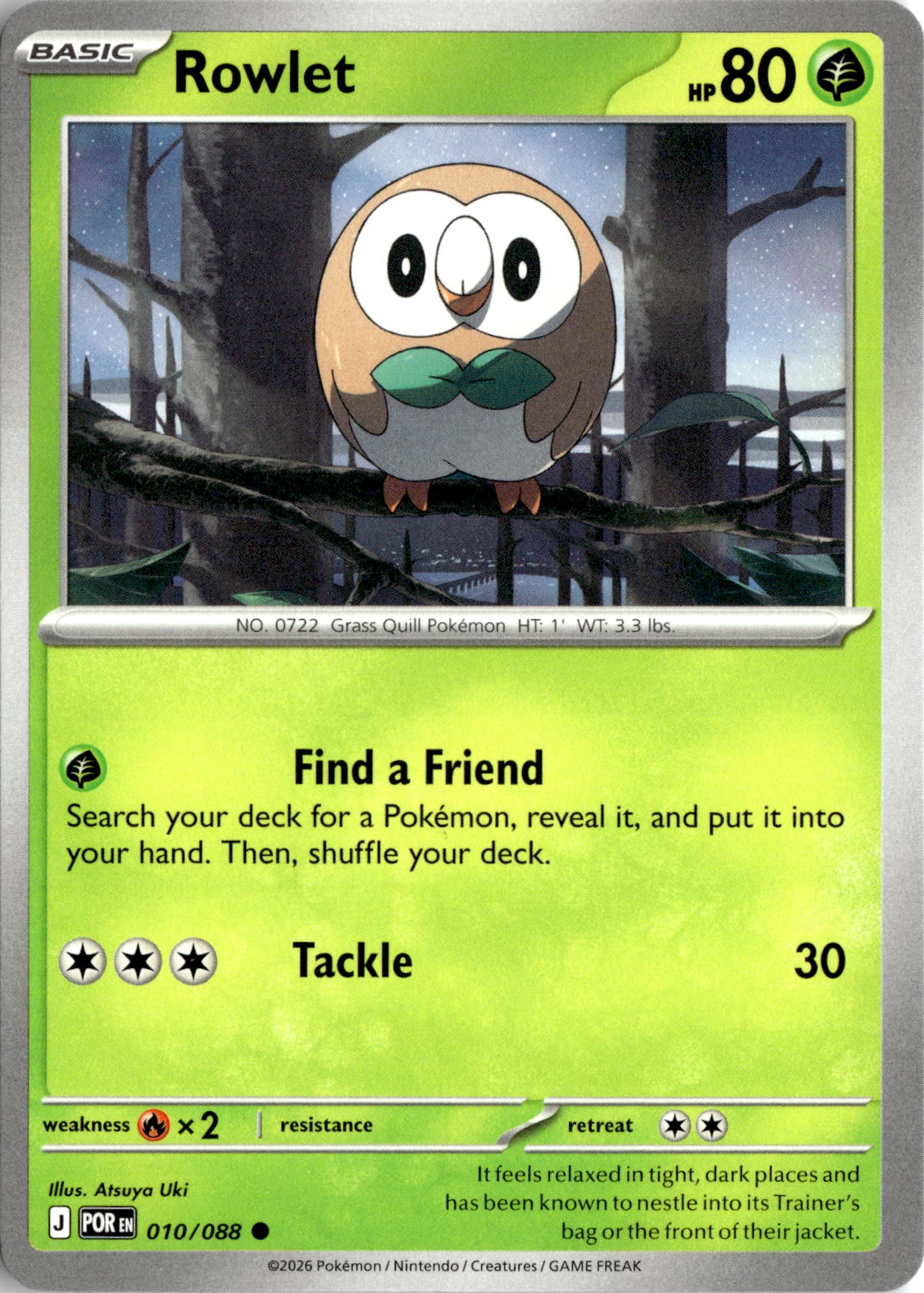 2026 Pokemon Mega Evolution Rowlet graded slab