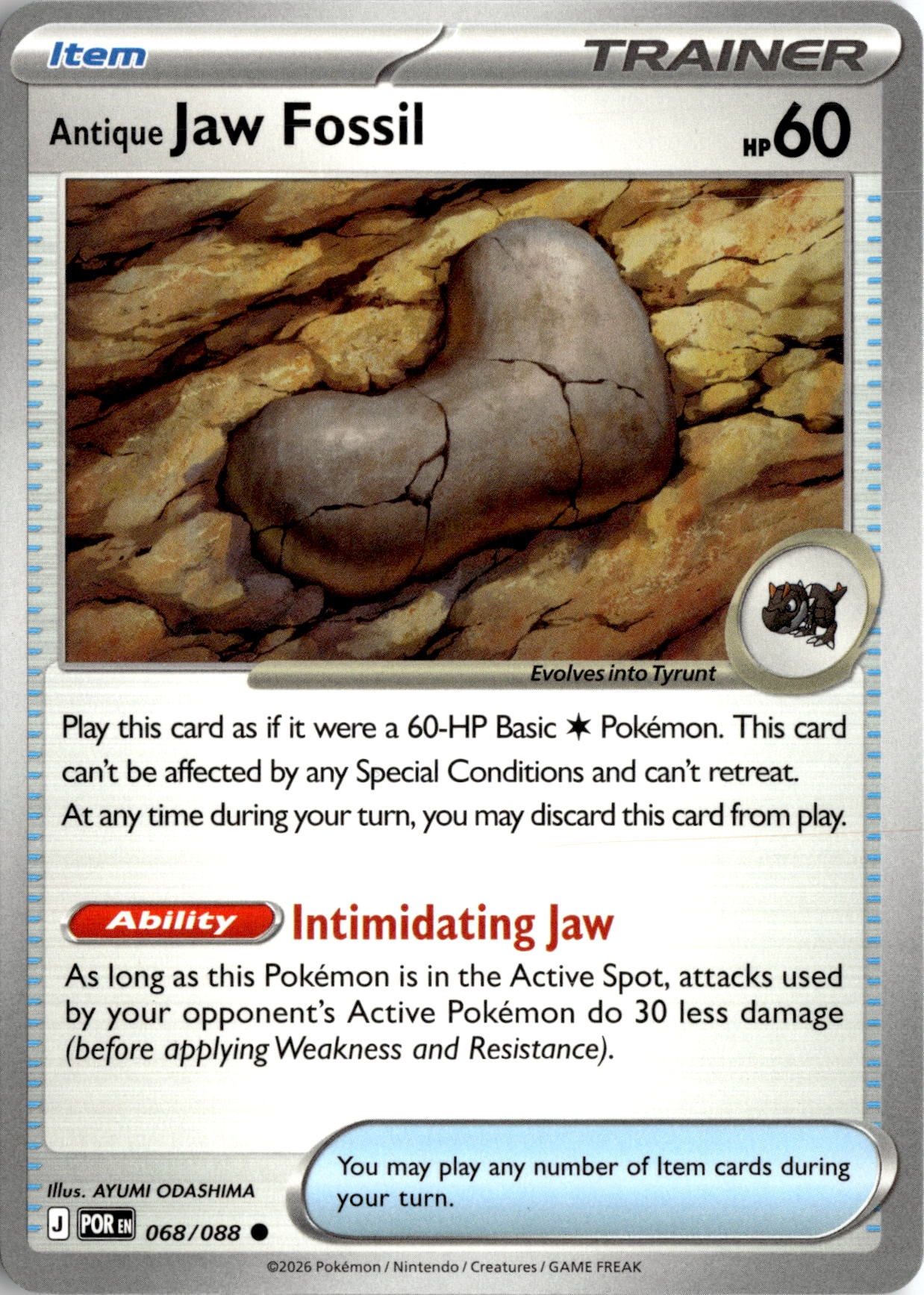 2026 Pokemon Mega Evolution Antique Jaw Fossil graded slab