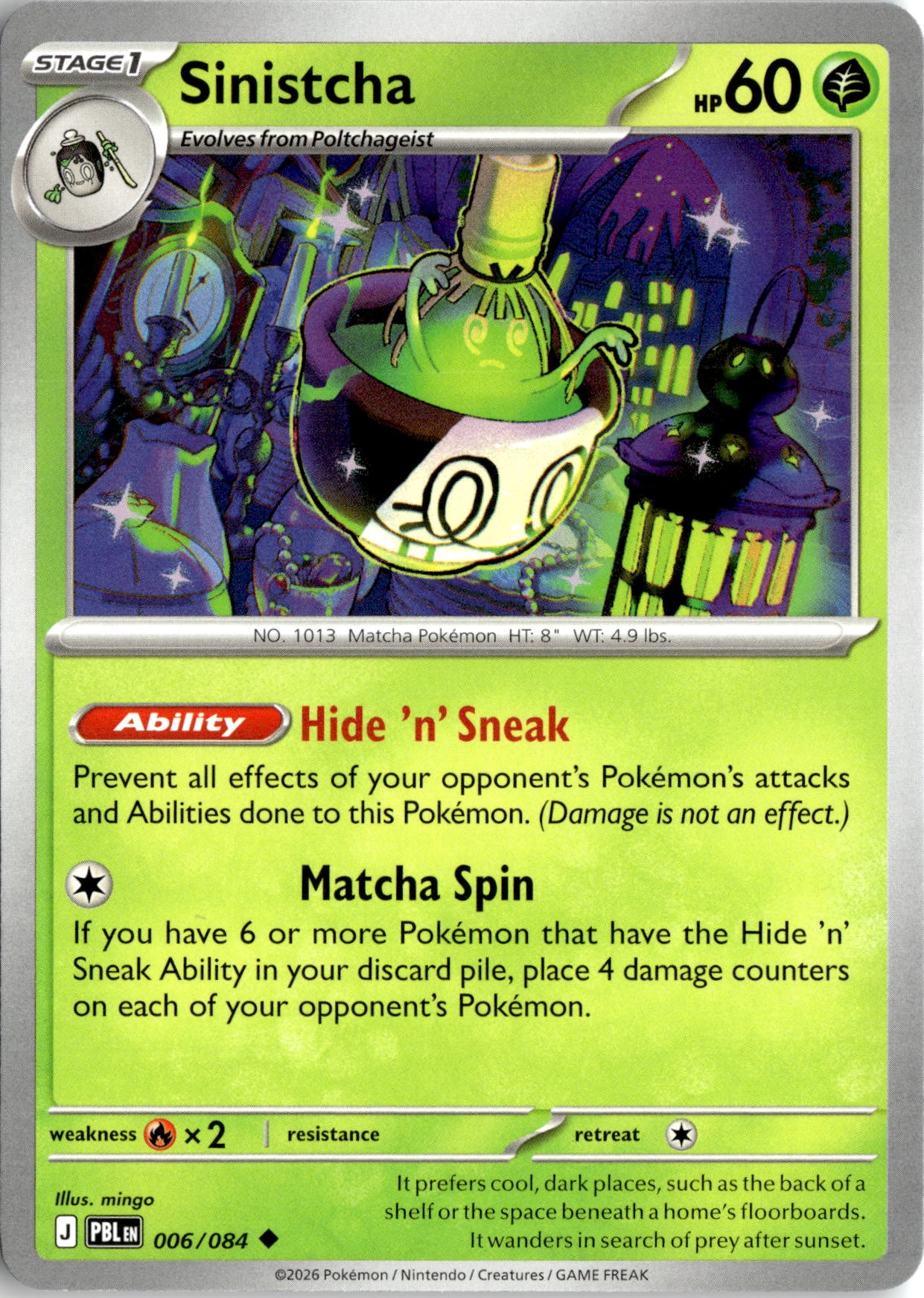 2026 Pokemon Pbl En Sinistcha graded slab