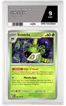 2026 POKEMON PBL EN Pitch Black #006 Sinistcha MPE 9 MINT — graded card up for auction