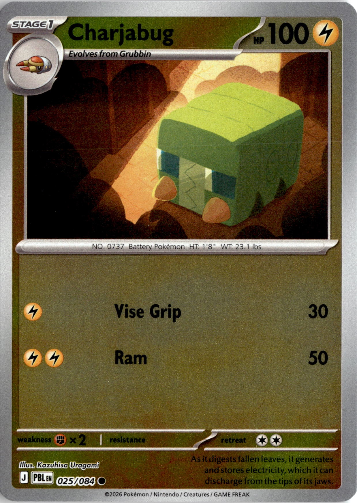 2026 Pokemon Pbl En Charjabug graded slab