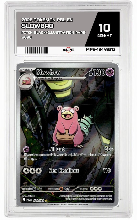 2026 POKEMON PBL EN Pitch Black-Illustration Rare #090 SLOWBRO MPE 10 GEM/MT — graded card auctioned from the MPE vault