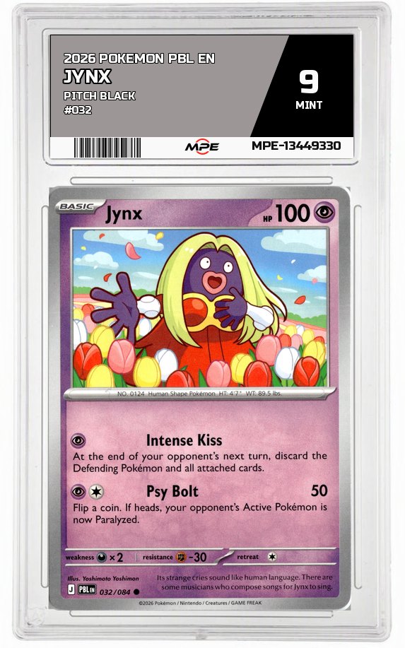 2026 POKEMON PBL EN Pitch Black #032 Jynx MPE 9 MINT — graded card auctioned from the MPE vault