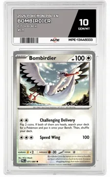2026 POKEMON PBL EN Pitch Black #071 Bombirdier MPE 10 GEM/MT — graded card up for auction