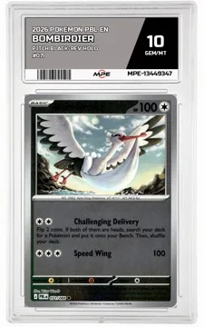 2026 POKEMON PBL EN Pitch Black-REV HOLO #071 Bombirdier MPE 10 GEM/MT — graded card up for auction