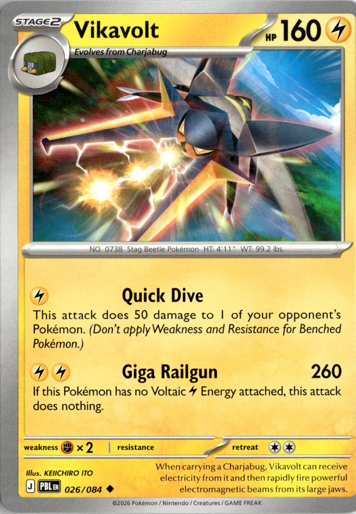 2026 Pokemon Pbl En Vikavolt graded slab