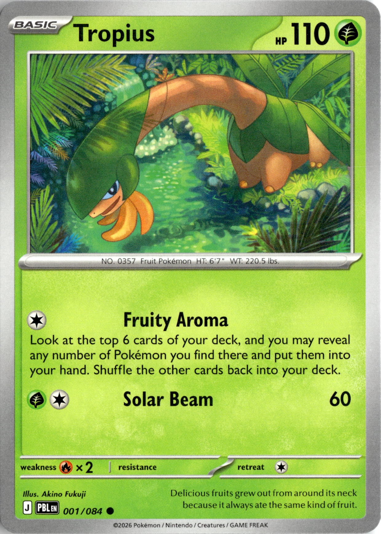 2026 Pokemon Pbl En Tropius graded slab