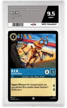 2024 DISNEY LORCANA EN 6 Azurite Sea #137 B.E.N. MPE 9.5 MINT+ — graded card up for auction