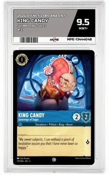 2024 DISNEY LORCANA EN 5 Shimmering Skies #137 KING CANDY MPE 9.5 MINT+ — graded card up for auction