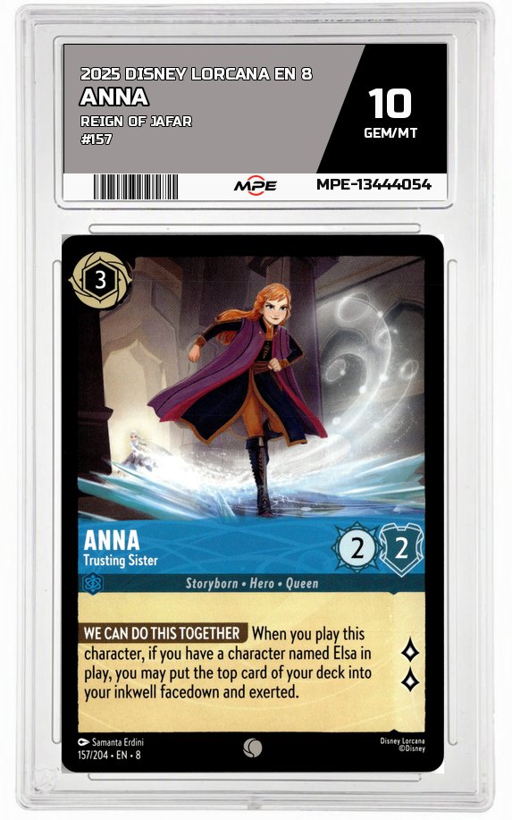 2025 DISNEY LORCANA EN 8 Reign of Jafar #157 ANNA MPE 10 GEM/MT — graded card auctioned from the MPE vault