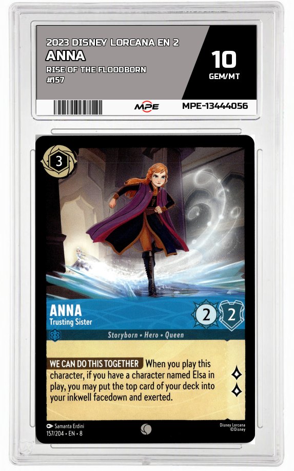 2023 DISNEY LORCANA EN 2 Rise of the Floodborn #157 ANNA MPE 10 GEM/MT — graded card auctioned from the MPE vault