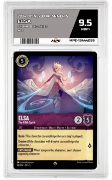 2024 DISNEY LORCANA EN 5 Shimmering Skies #48 ELSA MPE 9.5 MINT+ — graded card up for auction