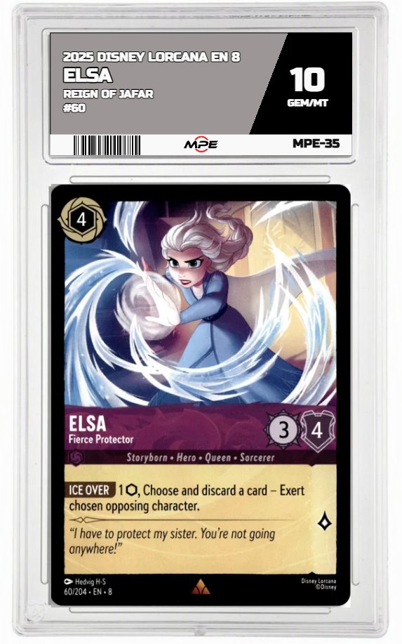 2025 DISNEY LORCANA EN 8 Reign of Jafar #60 ELSA MPE 10 GEM/MT — graded card auctioned from the MPE vault