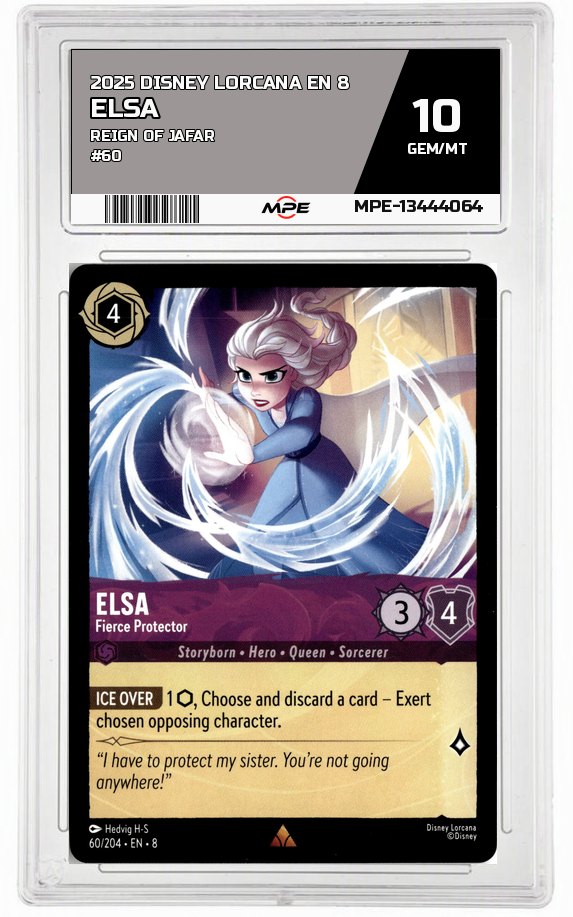 2025 DISNEY LORCANA EN 8 Reign of Jafar #60 ELSA MPE 10 GEM/MT — graded card auctioned from the MPE vault