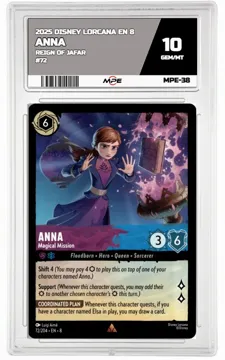 2025 DISNEY LORCANA EN 8 Reign of Jafar #72 ANNA MPE 10 GEM/MT — graded card up for auction