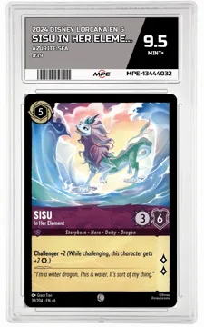 2024 DISNEY LORCANA EN 6 Azurite Sea #39 SISU IN HER ELEMENT MPE 9.5 MINT+ — graded card up for auction