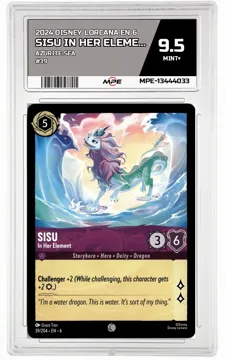 2024 DISNEY LORCANA EN 6 Azurite Sea #39 SISU IN HER ELEMENT MPE 9.5 MINT+ — graded card up for auction