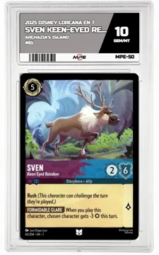 2025 DISNEY LORCANA EN 7 Archazia's Island #65 SVEN KEEN-EYED REINDEER MPE 10 GEM/MT — graded card up for auction