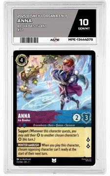 2025 DISNEY LORCANA EN 7 Archazia's Island #72 ANNA MPE 10 GEM/MT — graded card up for auction