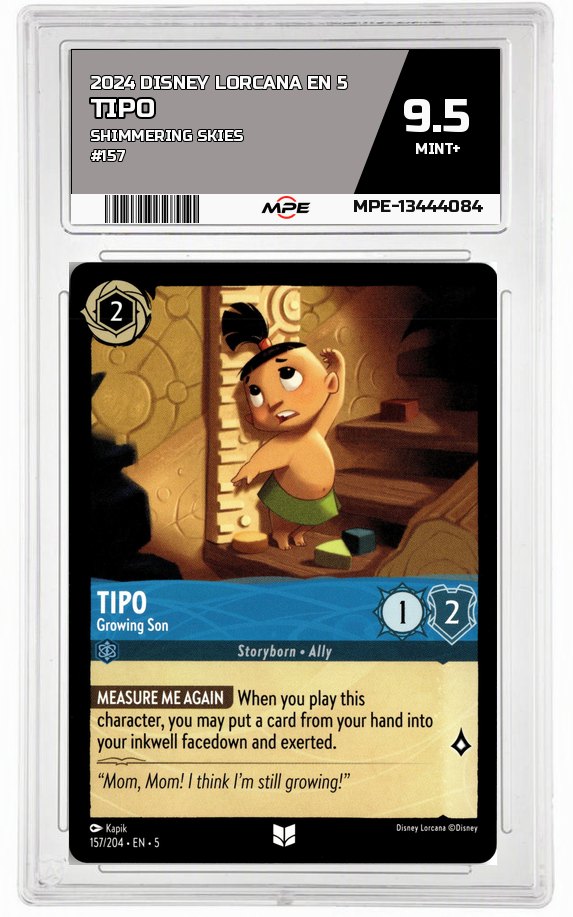 2024 DISNEY LORCANA EN 5 Shimmering Skies #157 TIPO MPE 9.5 MINT+ — graded card auctioned from the MPE vault