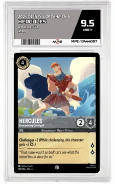 2024 DISNEY LORCANA EN 6 Azurite Sea #180 HERCULES MPE 9.5 MINT+ — graded card up for auction