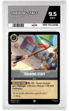 2025 DISNEY LORCANA EN 7 Archazia's Island #204 TRAINING STAFF MPE 9.5 MINT+ — graded card up for auction