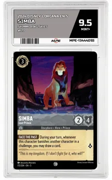 2024 DISNEY LORCANA EN 5 Shimmering Skies #173 SIMBA MPE 9.5 MINT+ — graded card up for auction