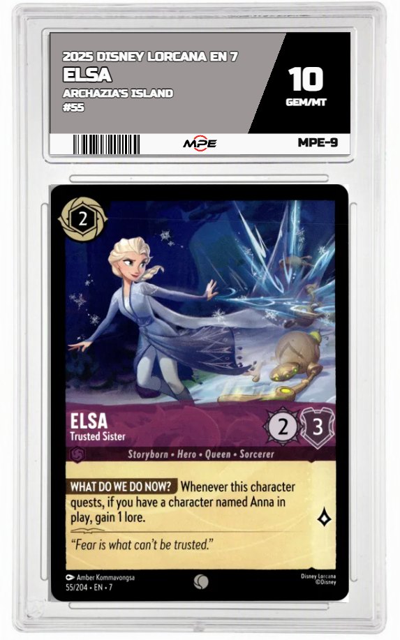 2025 DISNEY LORCANA EN 7 Archazia's Island #55 ELSA MPE 10 GEM/MT — graded card auctioned from the MPE vault