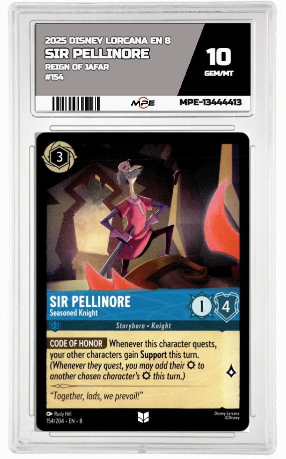 2025 DISNEY LORCANA EN 8 Reign of Jafar #154 SIR PELLINORE MPE 10 GEM/MT — graded card auctioned from the MPE vault