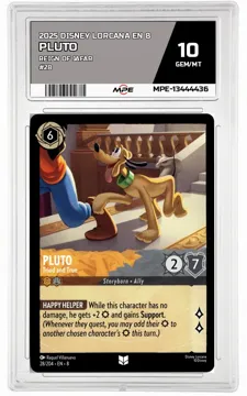 2025 DISNEY LORCANA EN 8 Reign of Jafar #28 PLUTO MPE 10 GEM/MT — graded card up for auction